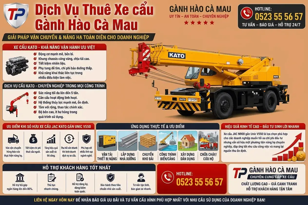 Dịch Vụ Thêu Xe Cẩu KATO Xe Cẩu Tự Hành Gành Hào Cà Mau