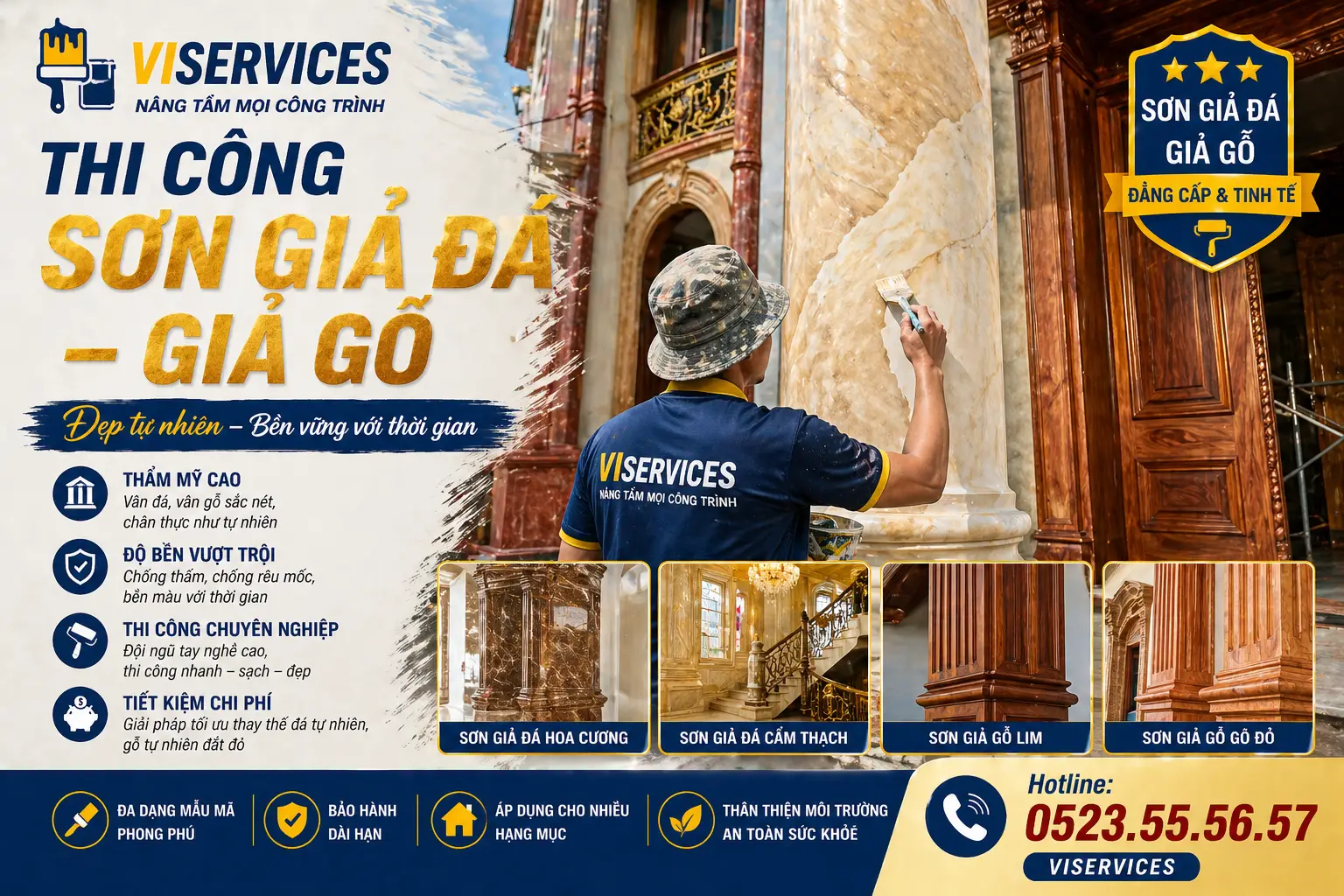 Thi công sơn giả đá - giả gỗ