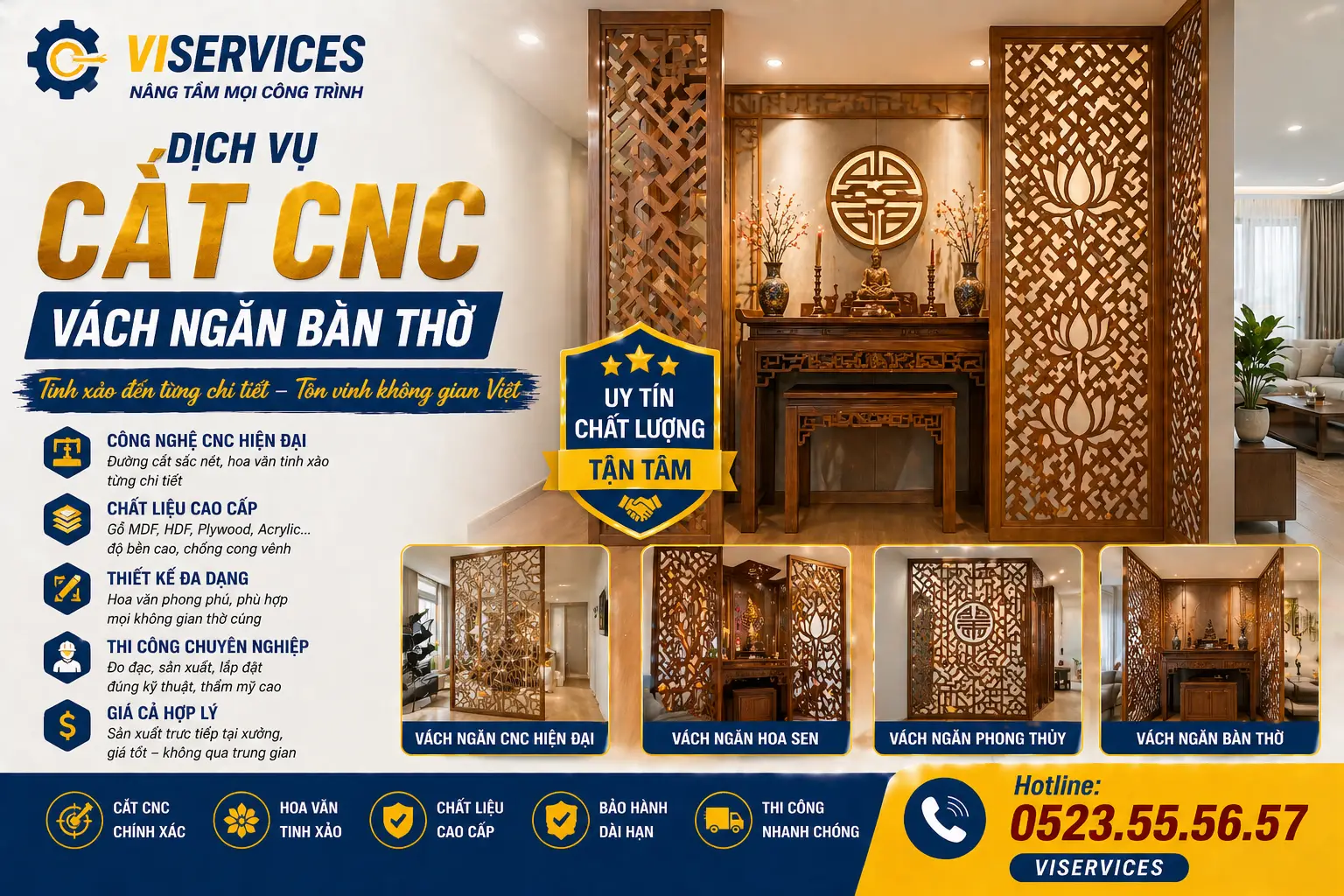 Cắt CNC vách ngăn bàn thờ