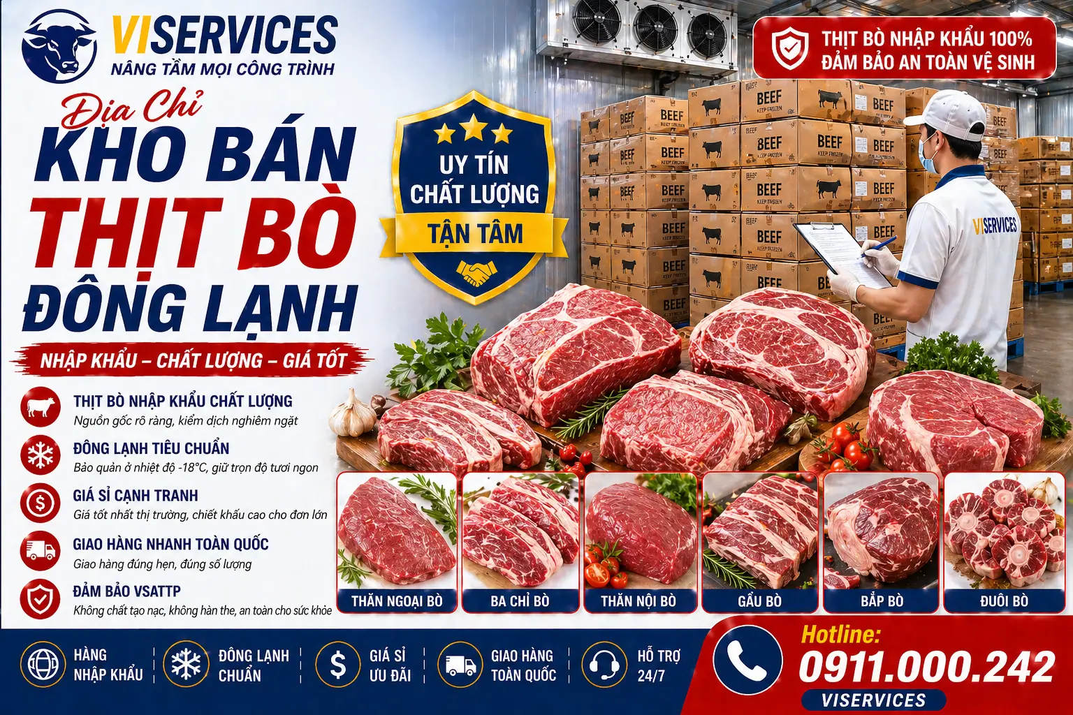 Địa Chỉ Kho Bán Thịt Bò Đông Lạnh Nhập Khẩu